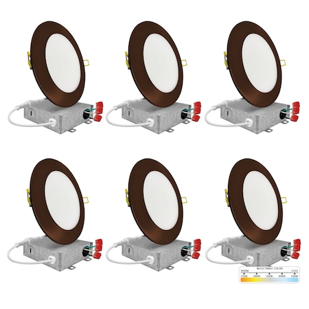Nuwatt 6 Inch Ultra Thin Bronze LED Recessed Lighting 5CCT 2700K/3000K/3500K/4000K/5000K Wafer Lights 6 PK NW-P-DL-6-15W-5CT-BZ-6P